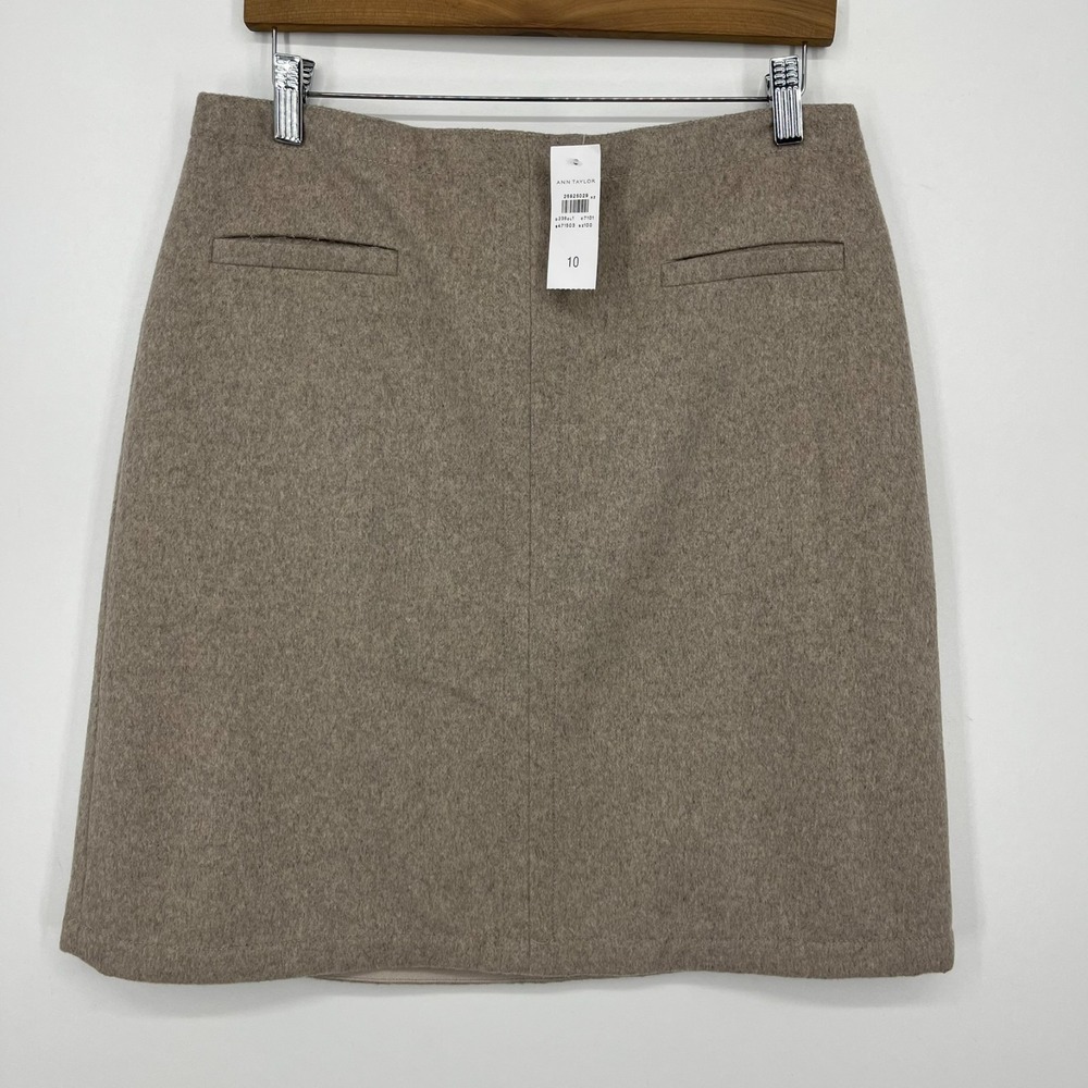Ann Taylor Skirt Women's Size 10 Beige Knee Length Wool Blend New NWT